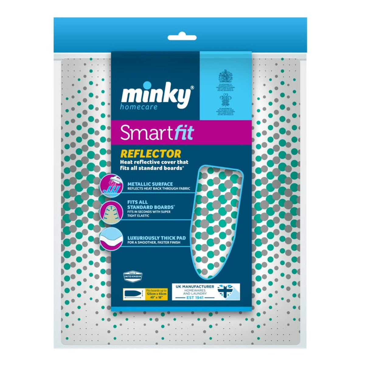 Minky Smartfit Reflector ironing board cover 125 x 45cm