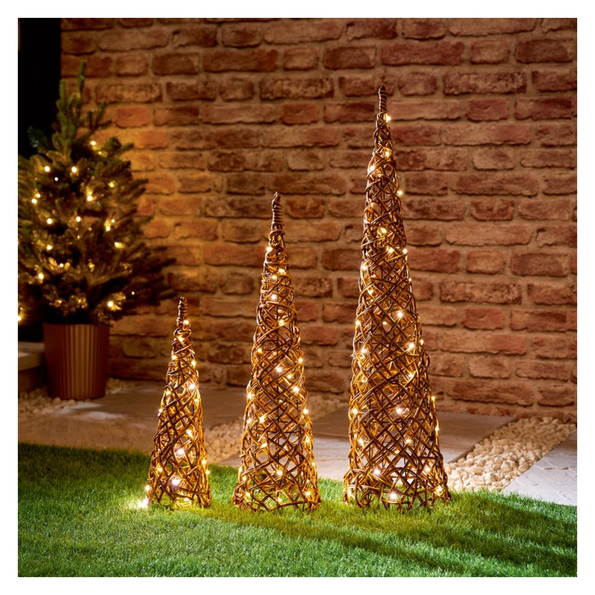 Multi Act Lit Cones Set of 3 - 80cm
