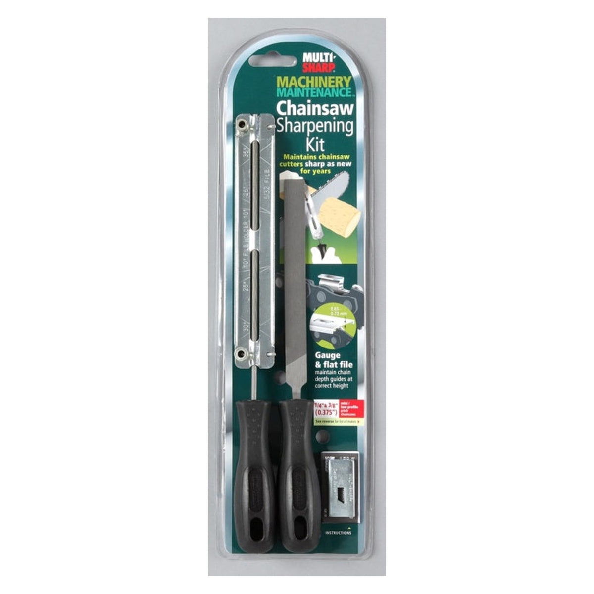 Multi-Sharp chainsaw sharpener kit with file and gauge, view 3