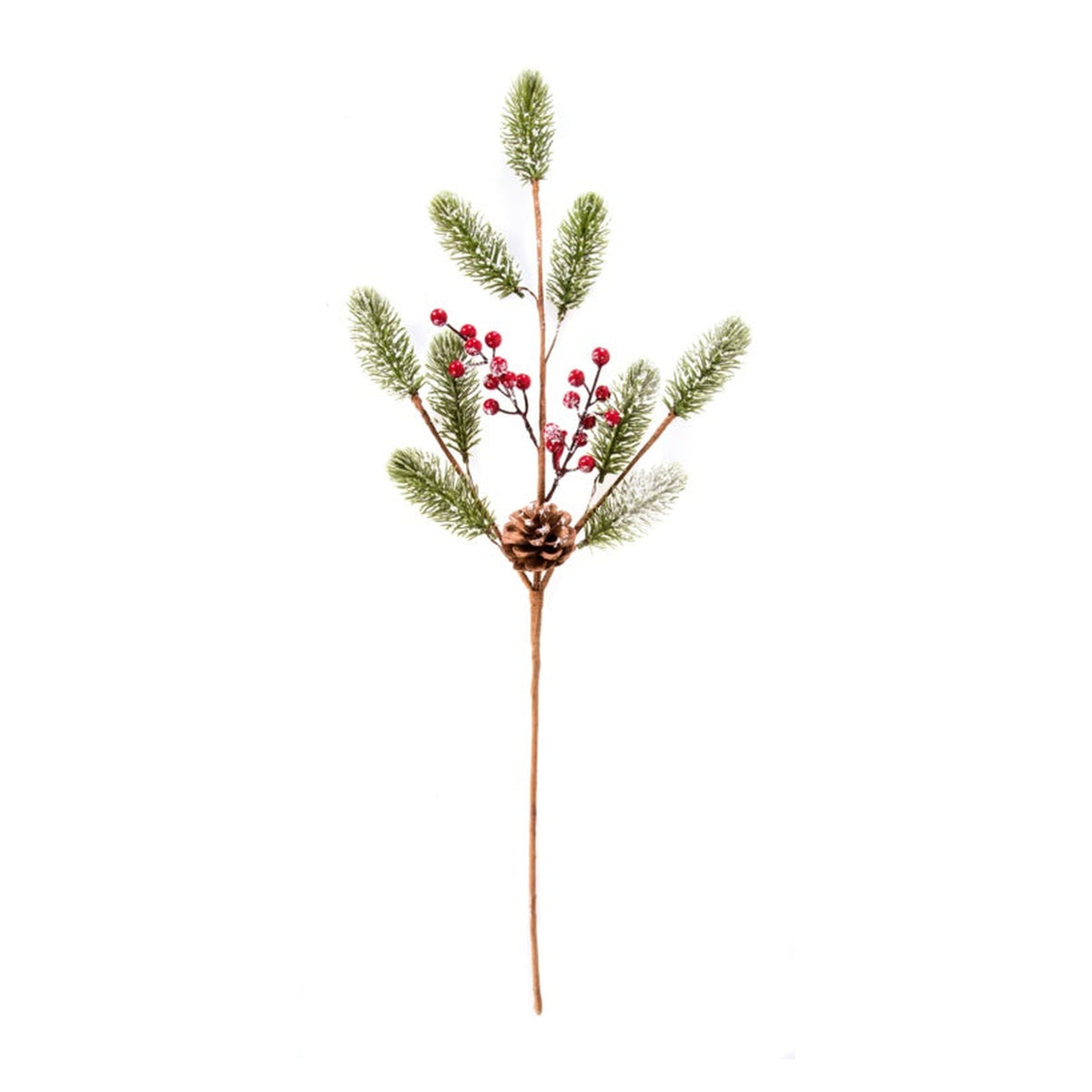 Natural Green Fir Spray Red Berry Cone - 70cm