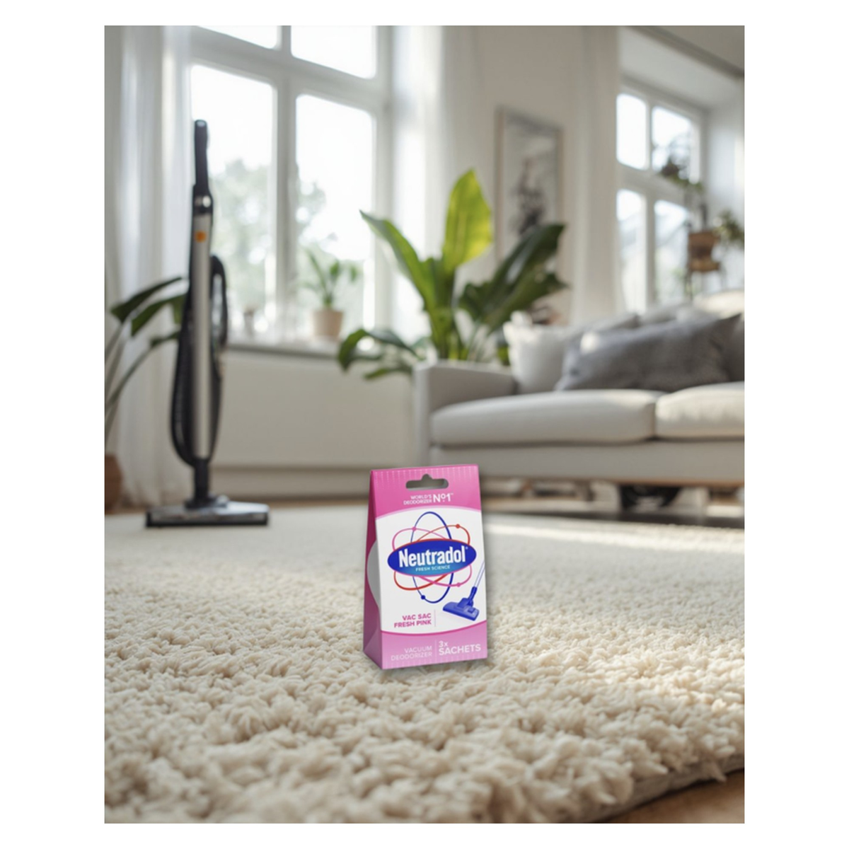 Neutradol Vac Sac vacuum deodoriser Fresh Pink pack of 3