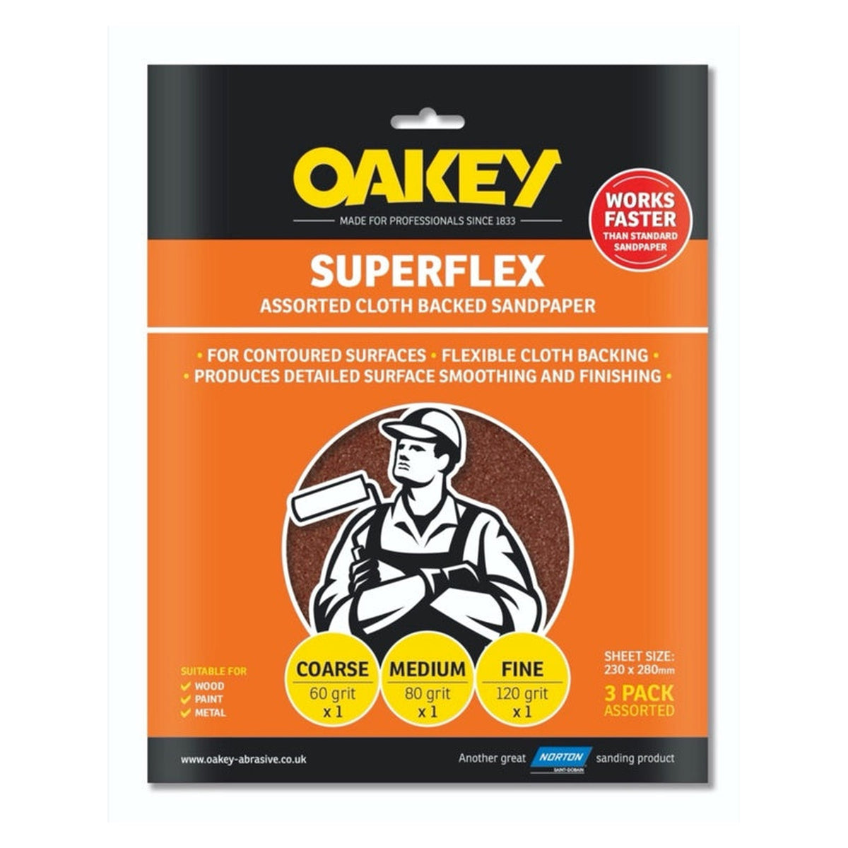 Norton Oakey Superflex assorted sanding sheets 280 x 230mm