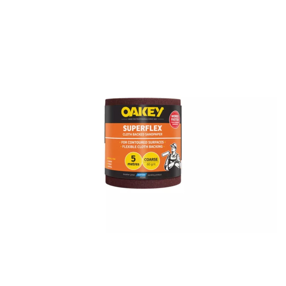 Norton Oakey Superflex 120g sanding roll 5m x 115mm