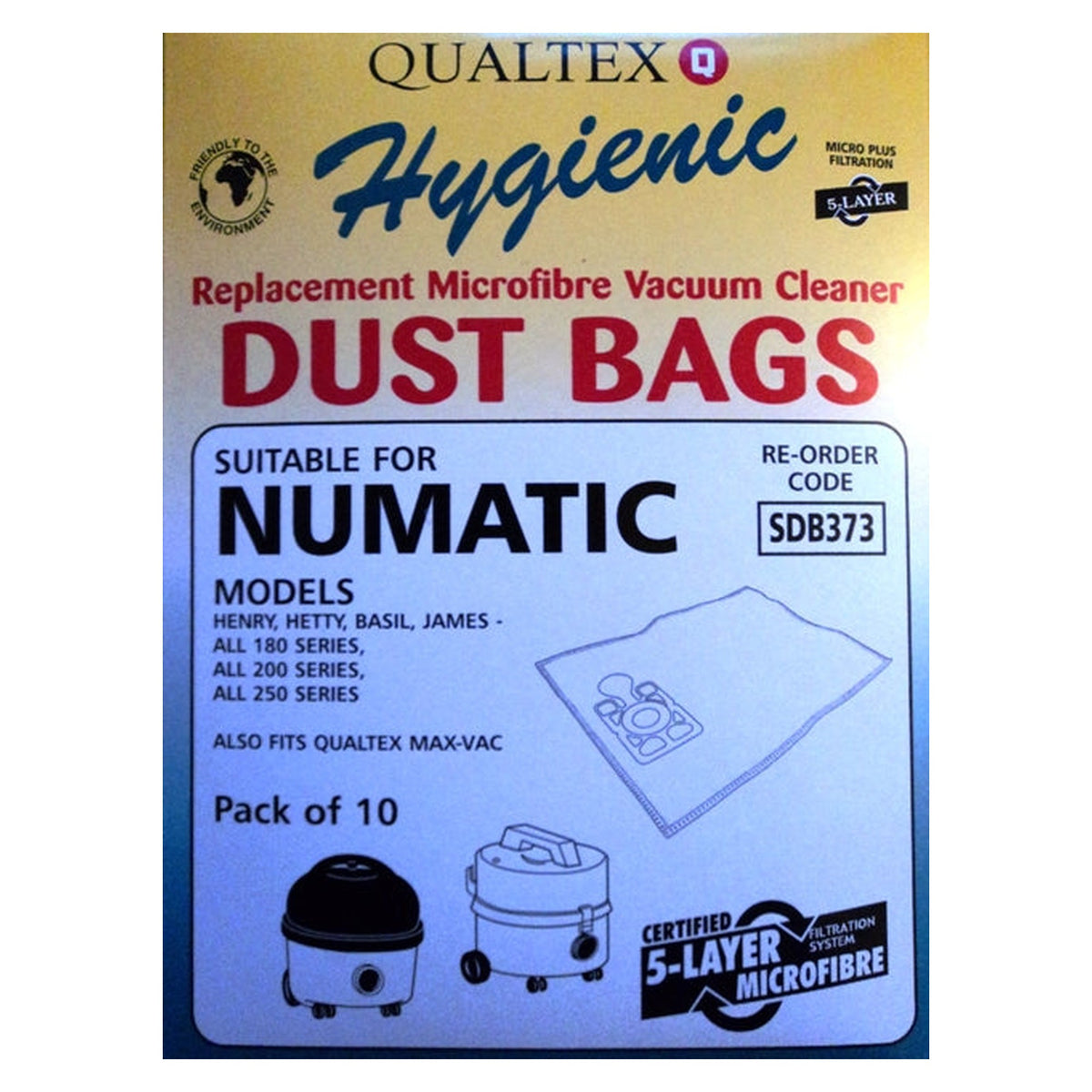 Numatic Henry AS200 microfibre bags, pack of 10