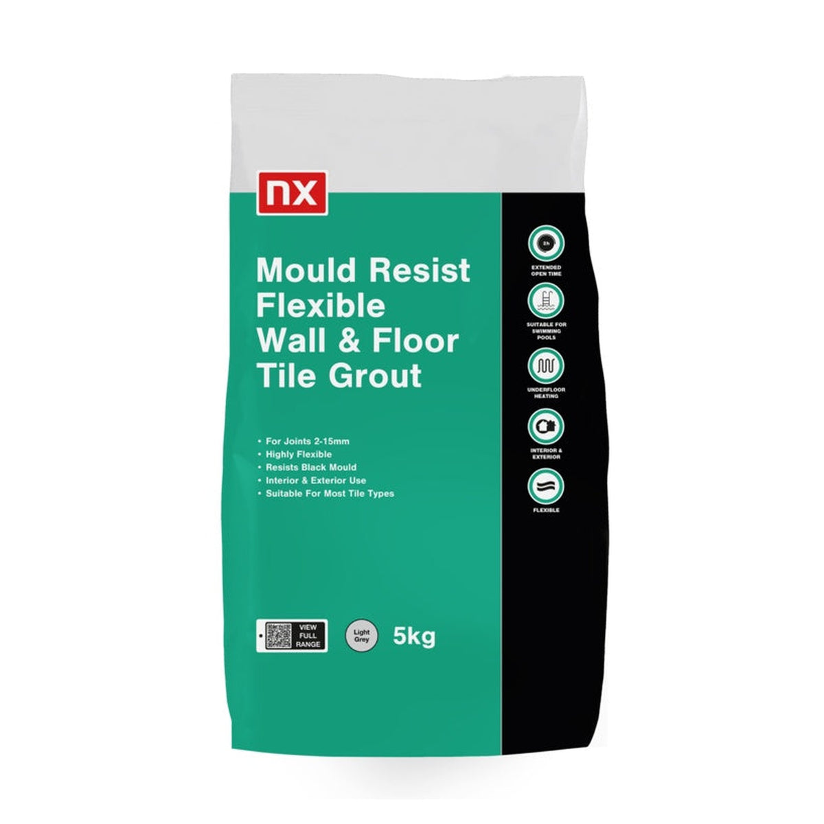 NX Mould Resist Wall & Floor Grout 5kg in Light Grey
