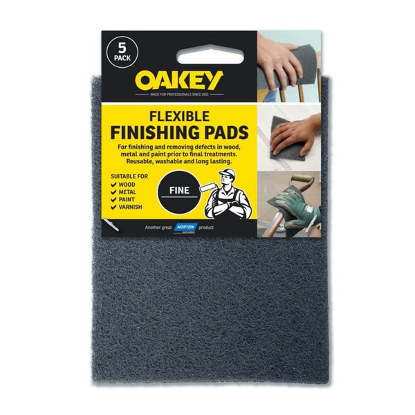 Oakey grey flexible finishing pads, pack of 5