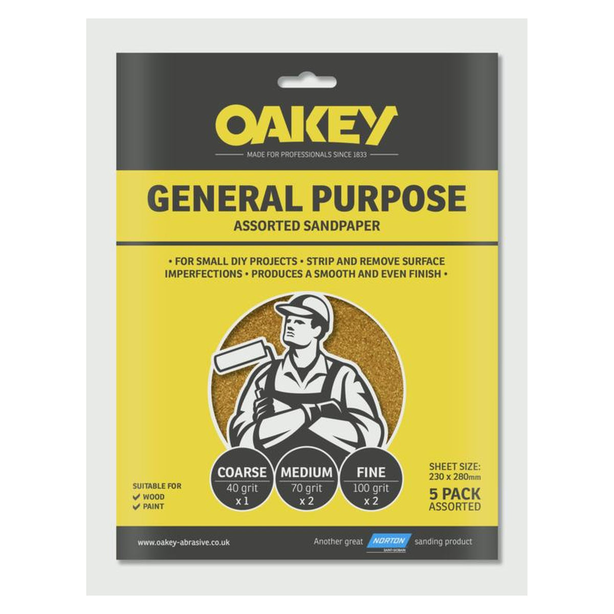 Oakey General Purpose Sandpaper 5 pack assorted grades