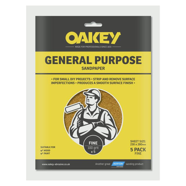 Oakey general purpose fine sandpaper 5 pack
