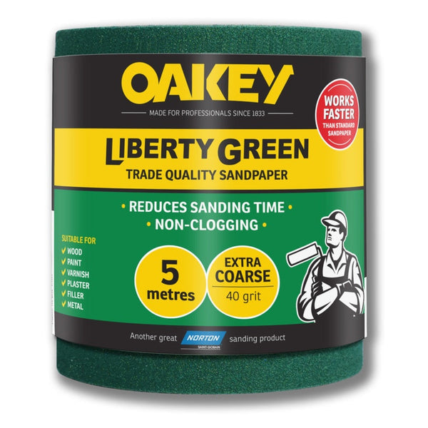 Oakey Liberty Green 5m sanding roll, extra coarse 40