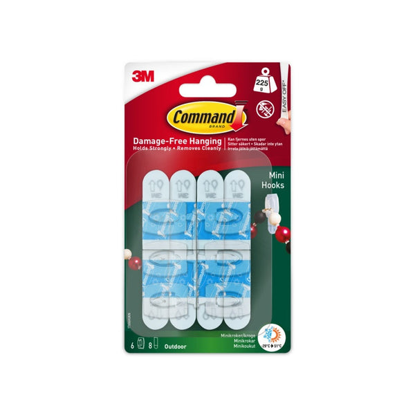 Outdoor Mini Hooks - 6 Hooks & 8 Small Outdoor Strips