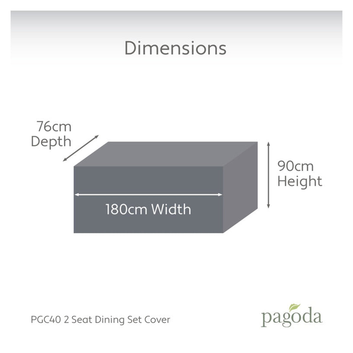 Pagoda 2 seat dining set cover 180 x 90 x 76cm, view 6