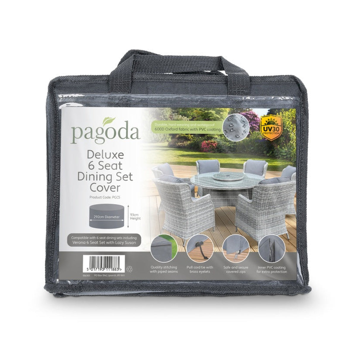 Pagoda Deluxe 6 seat dining set cover 292 x 93cm