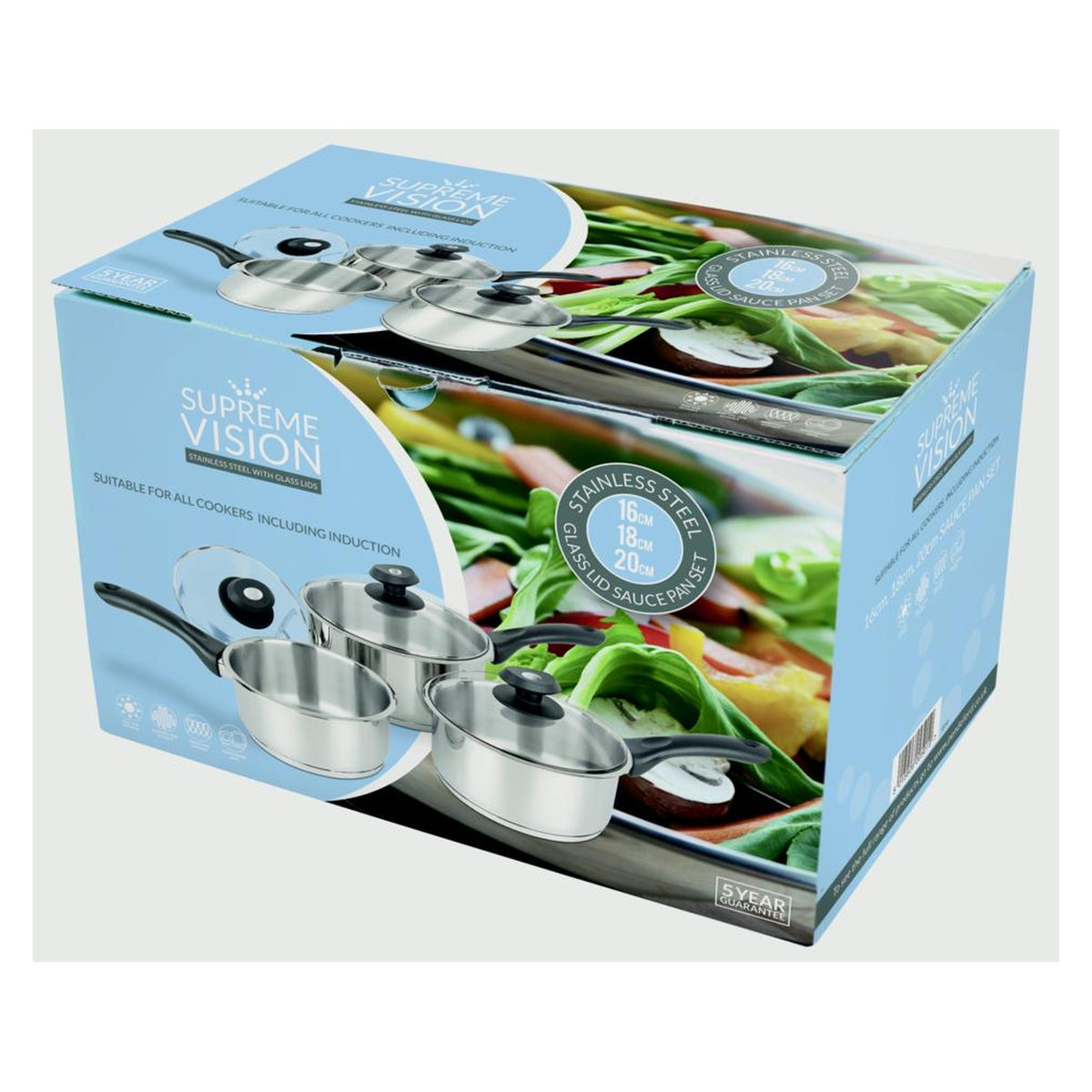 Pendeford stainless steel saucepan set with lids, view 2