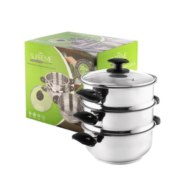 Pendeford 20cm stainless steel 3 tier steamer