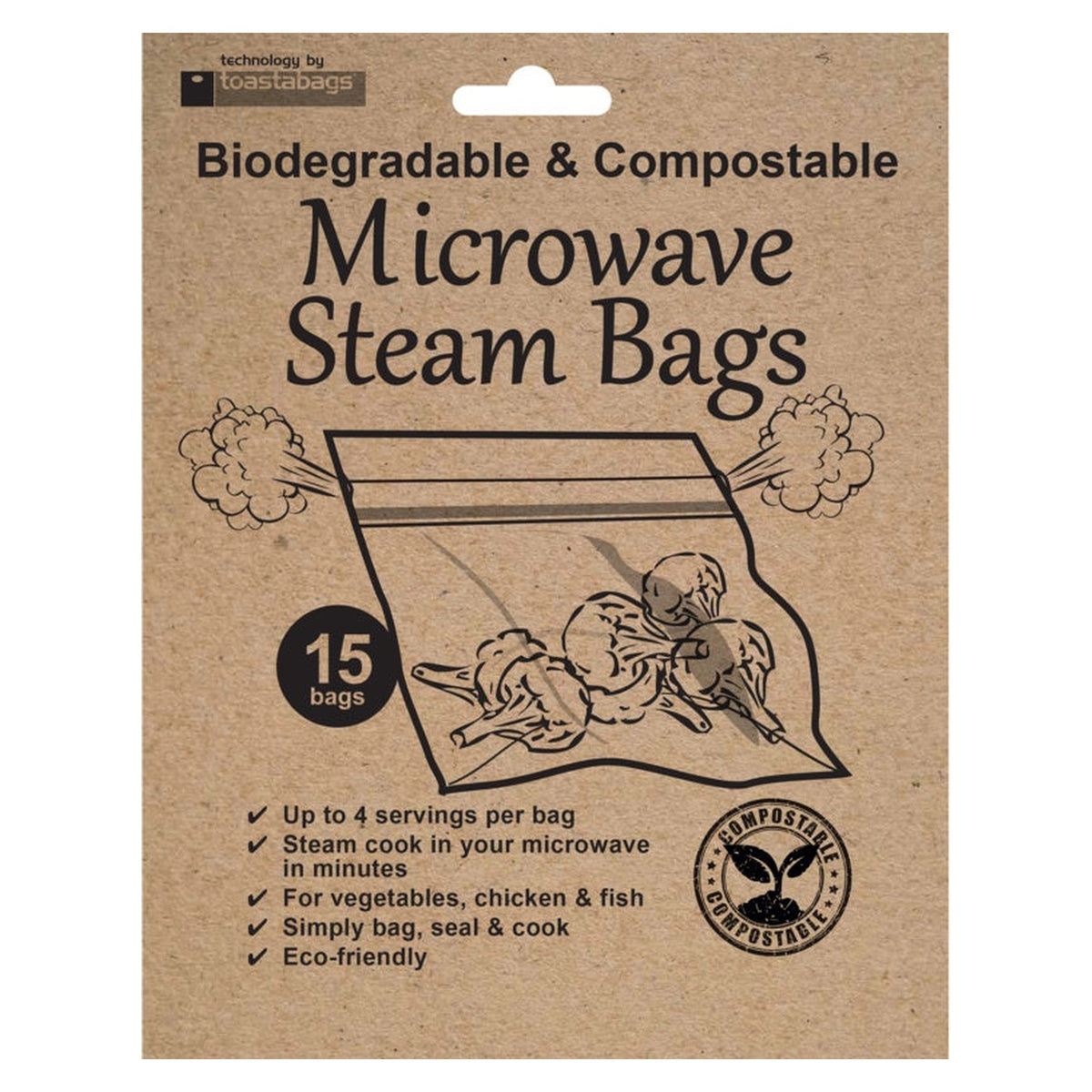 Pack of 15 Planit eco friendly microwave steam bags