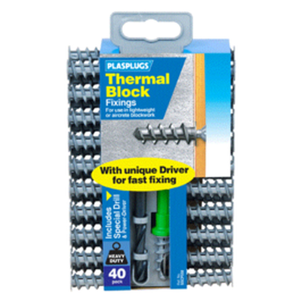 Plasplugs heavy duty thermal block fixings, pack of 40