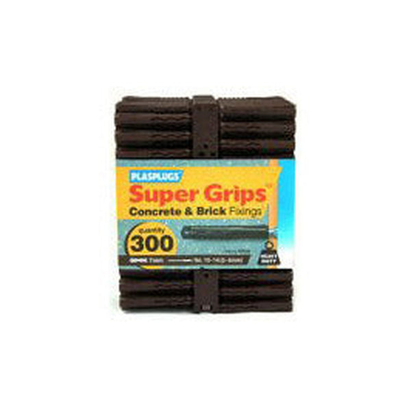 Plasplugs Supergrip brown wall plugs, 300 pack