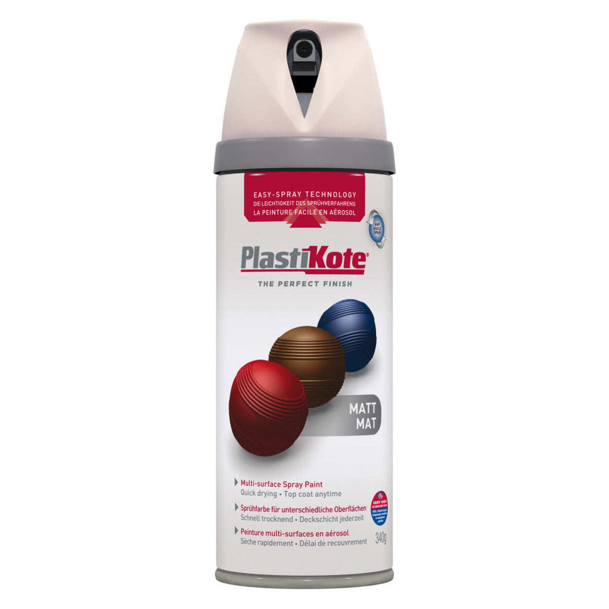 PlastiKote Twist & Spray 400ml can in antique white matt