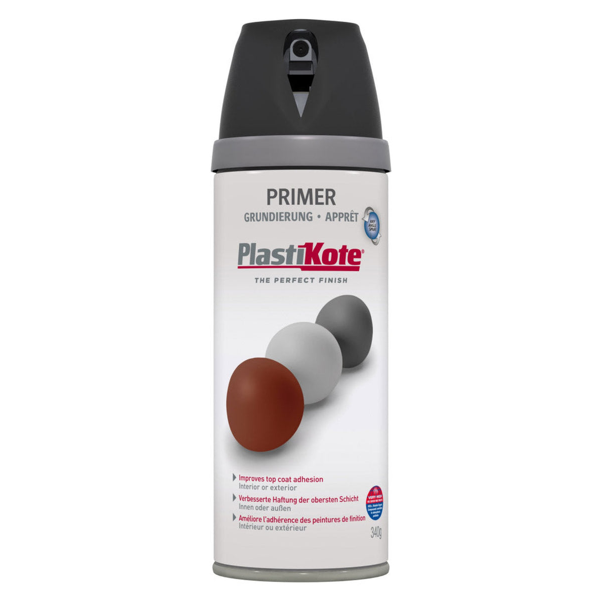 PlastiKote Twist & Spray 400ml aerosol in Black Primer