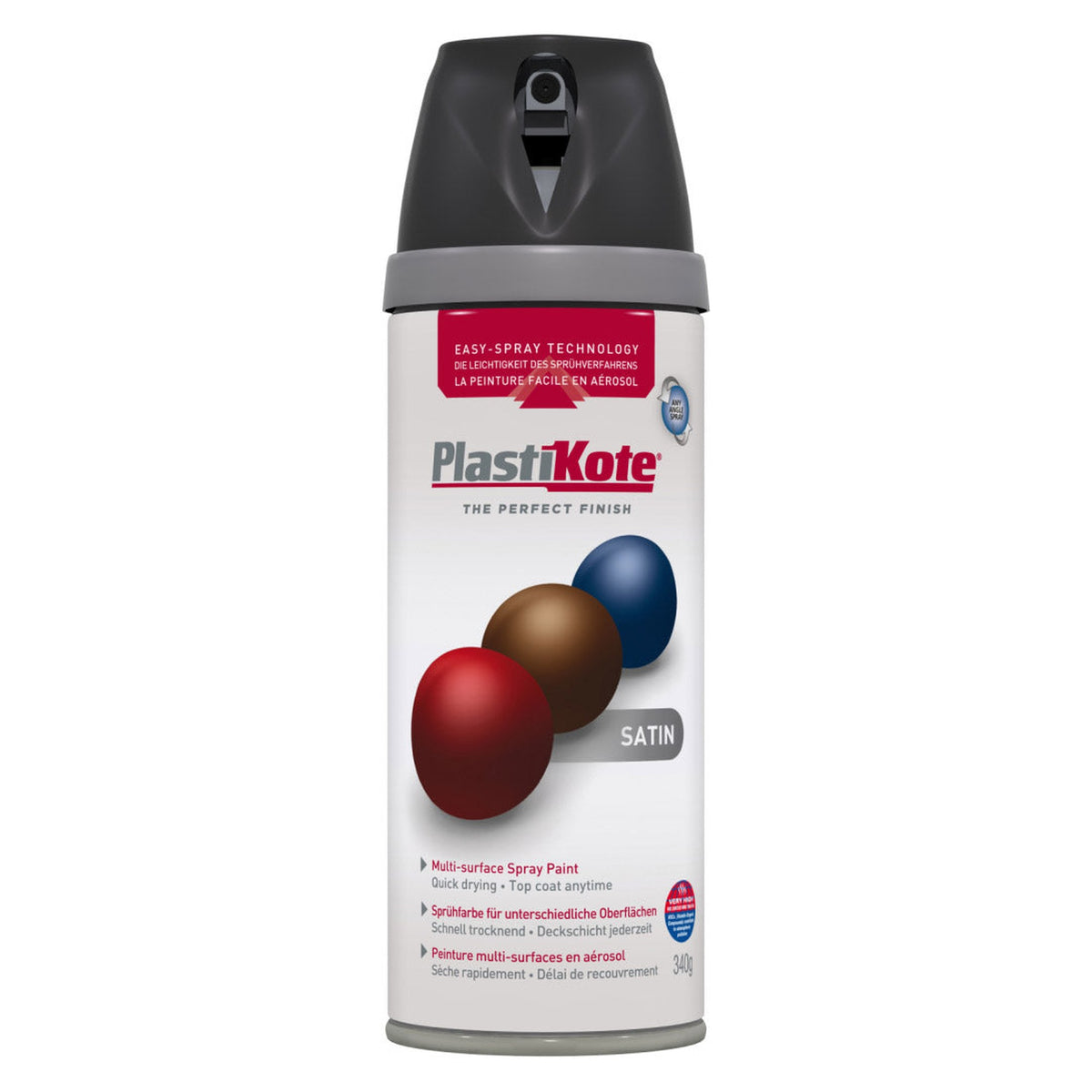 PlastiKote Twist & Spray 400ml aerosol in Black Satin