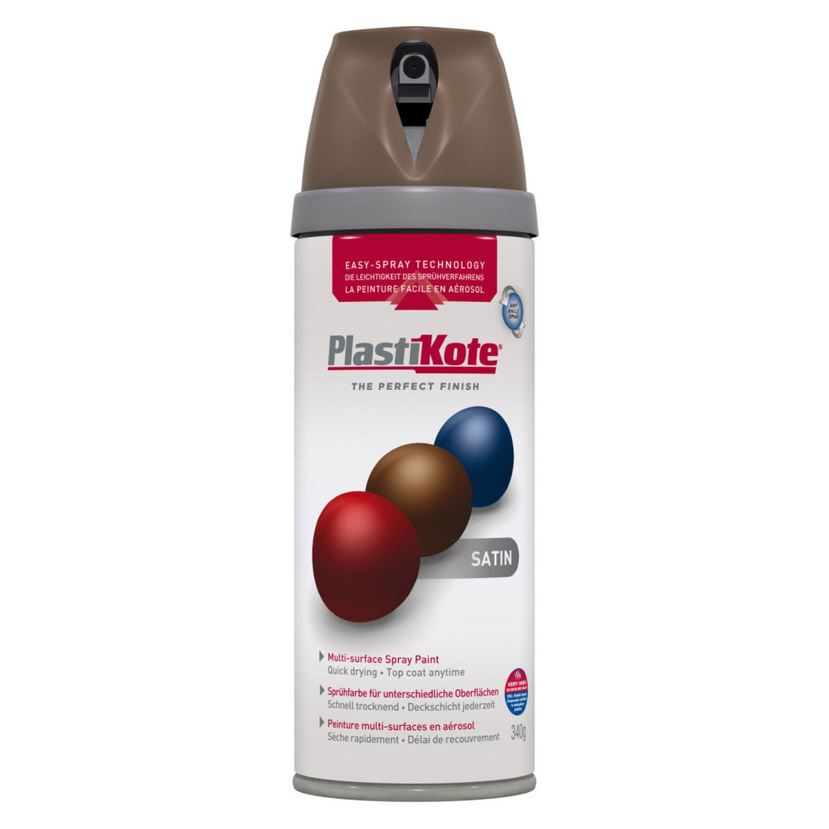 PlastiKote Twist & Spray 400ml can in Chocolate Brown Satin