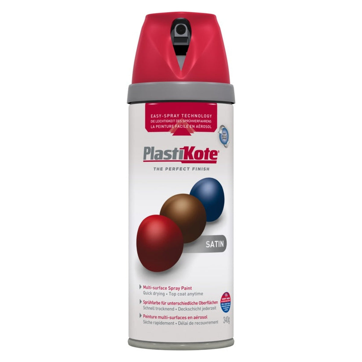 PlastiKote Twist & Spray 400ml aerosol in Real Red Satin