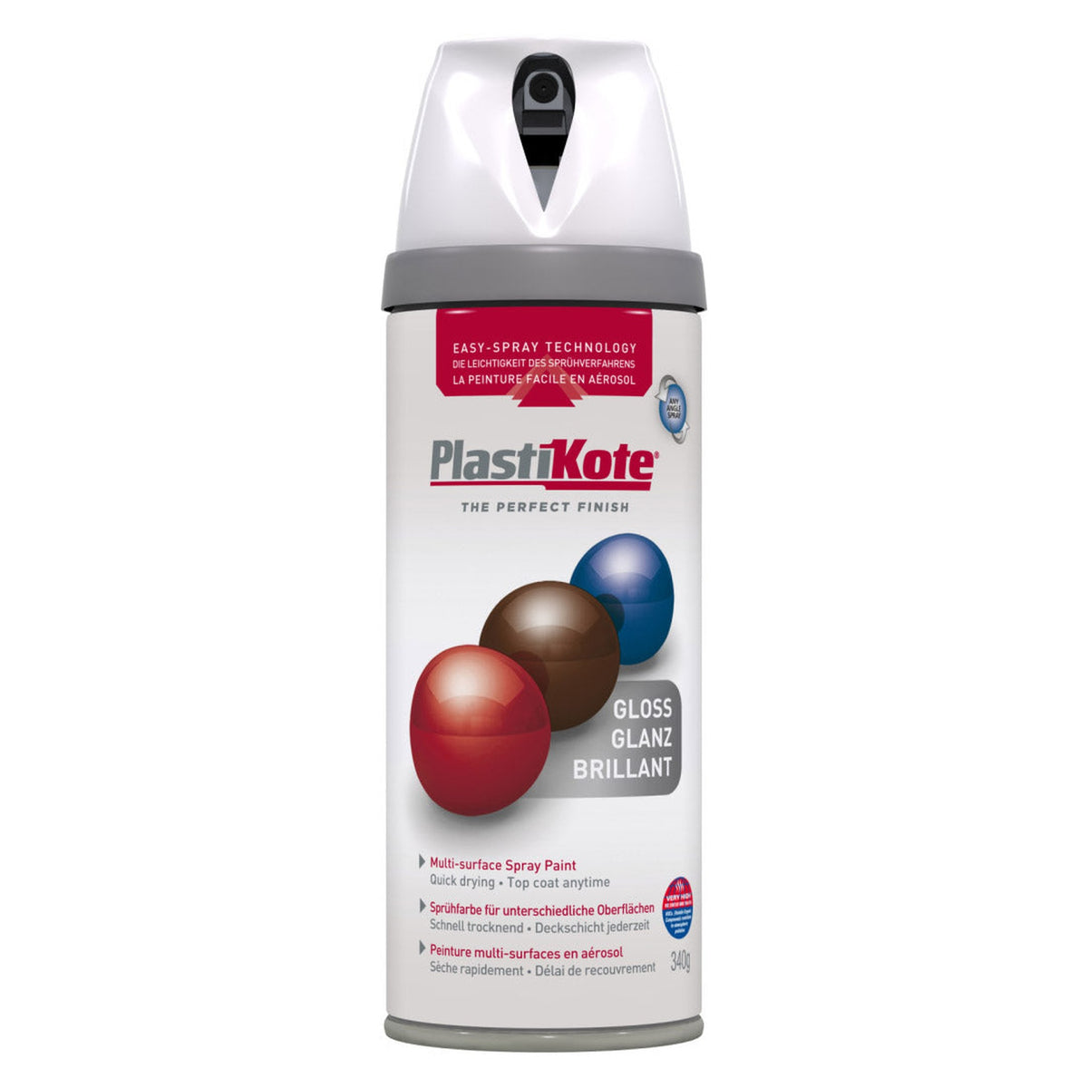 PlastiKote Twist & Spray 400ml can in White Gloss