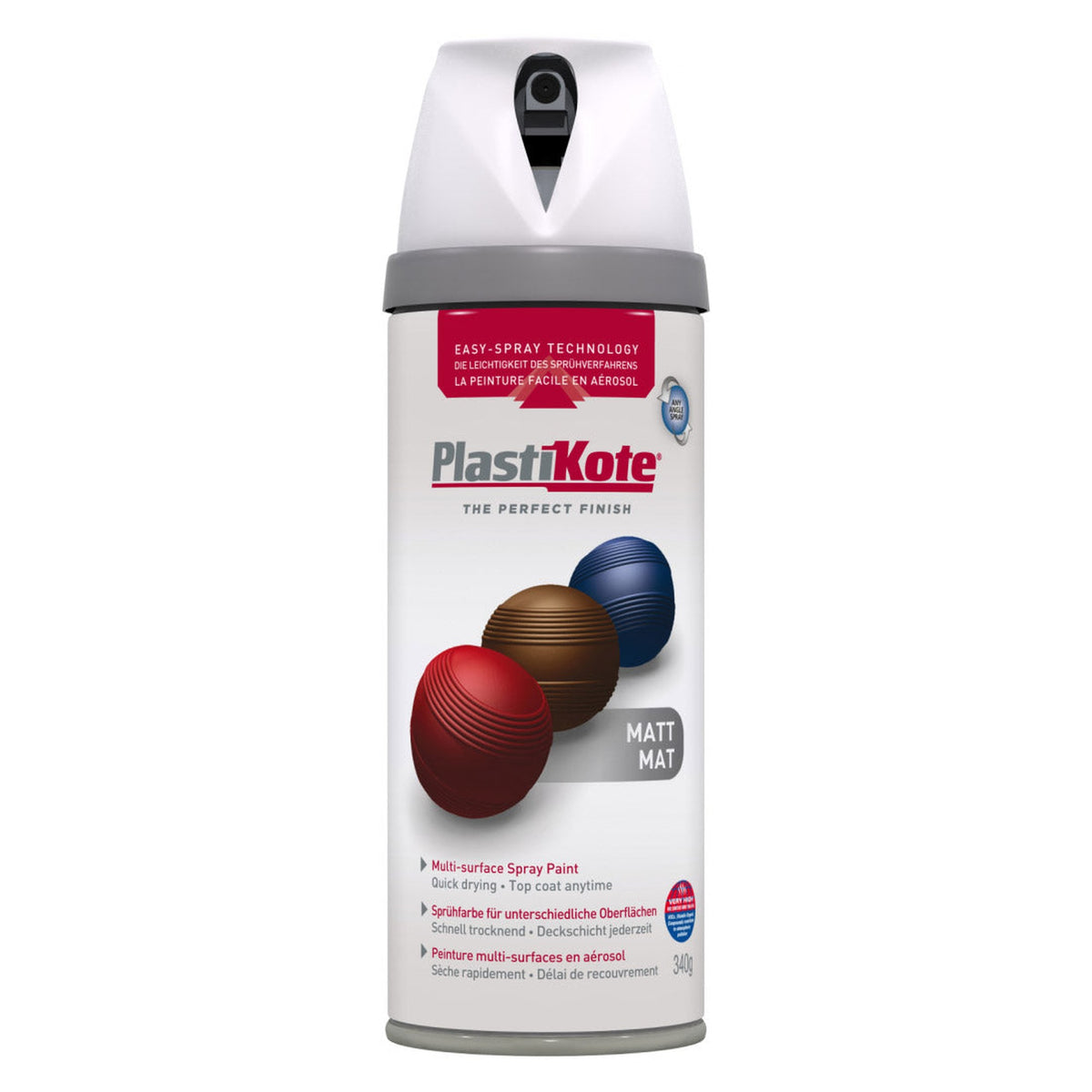 PlastiKote Twist & Spray 400ml can in White Matt