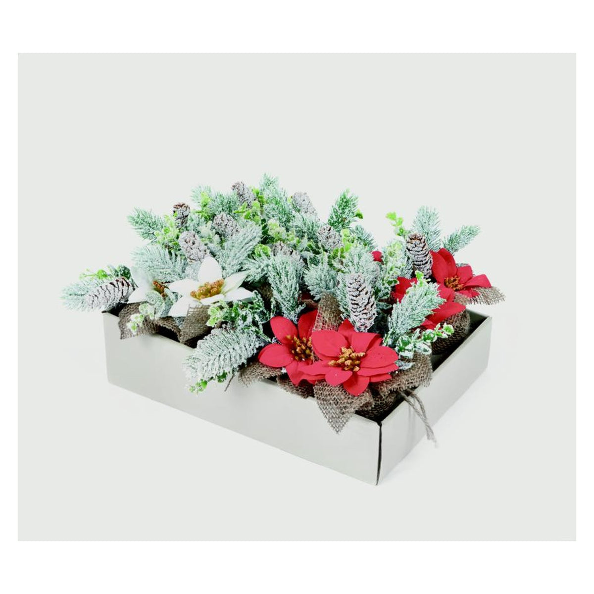 Poinsettia Burlap Base - 18cm Red/Ivory