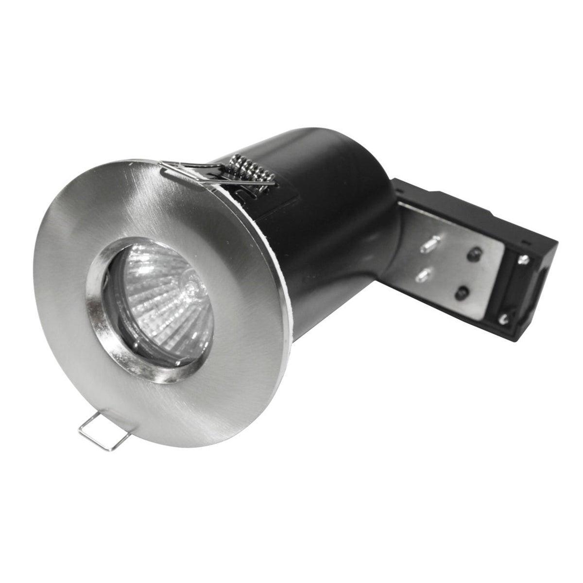 Powermaster IP65 fire rated downlight in brushed chrome