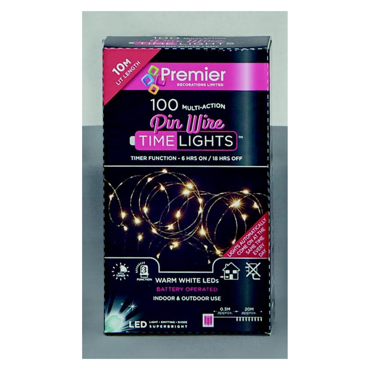Premier 100 LED battery operated warm white microbrights