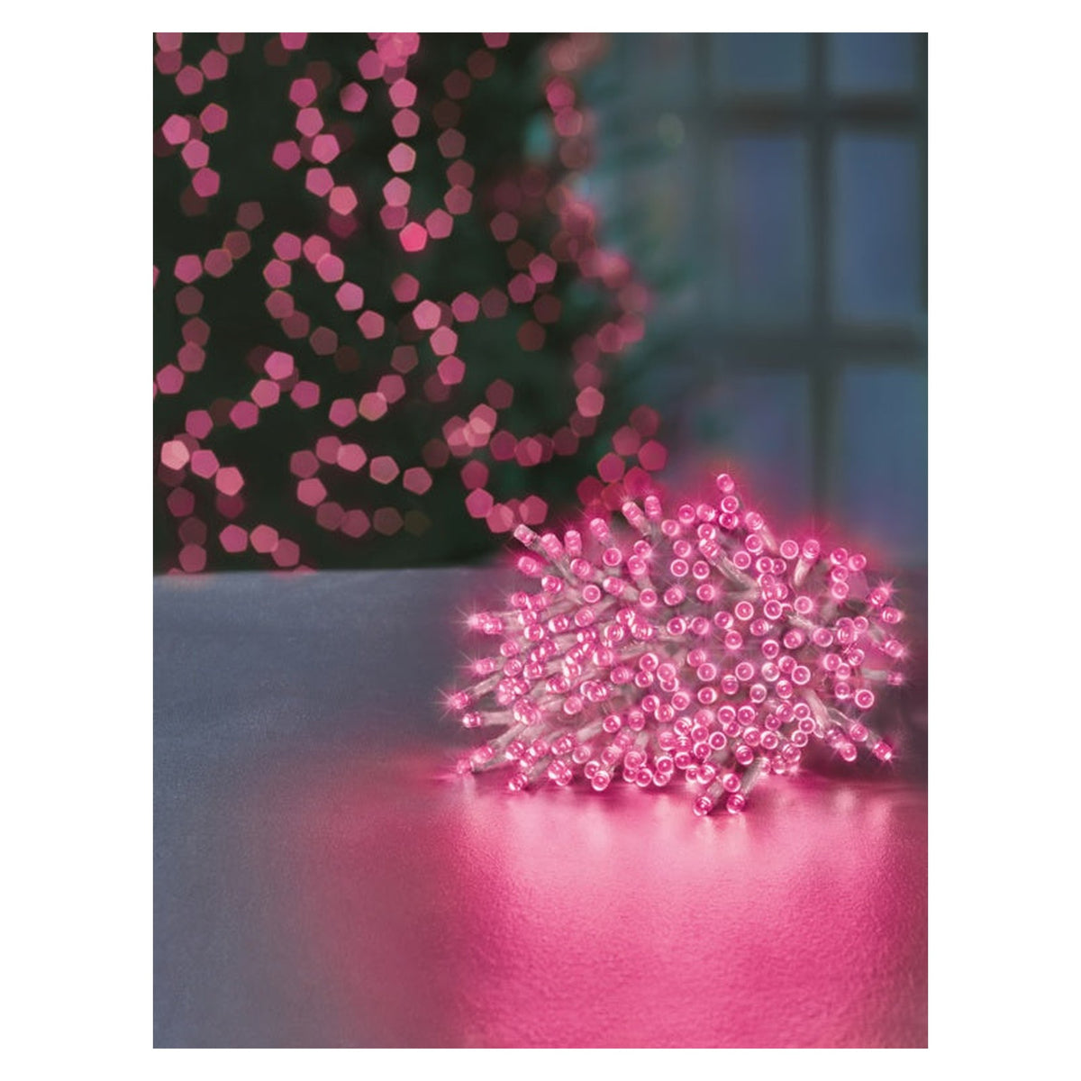 Premier 200 LED Supabrights pink string lights with timer, view 3