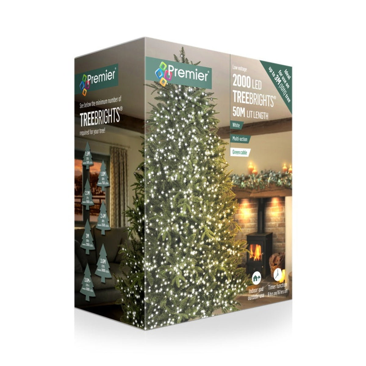 Premier 2000 LED multi-action TreeBrights white on green cable