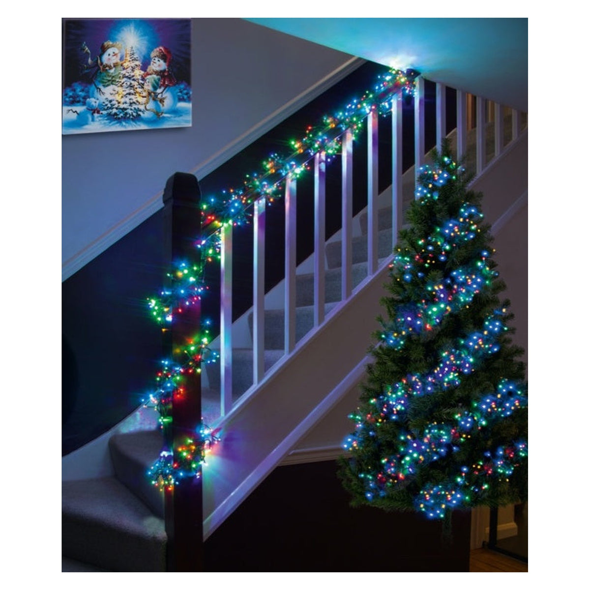Premier 3000 LED multi colour cluster lights on green cable, view 4