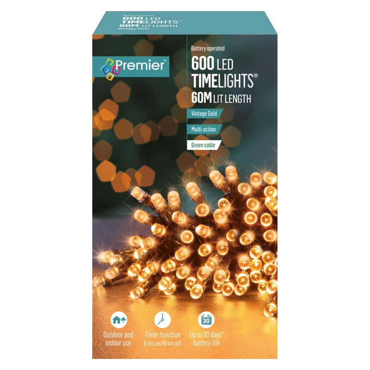 Premier 600 LED vintage gold battery TIMELIGHTS