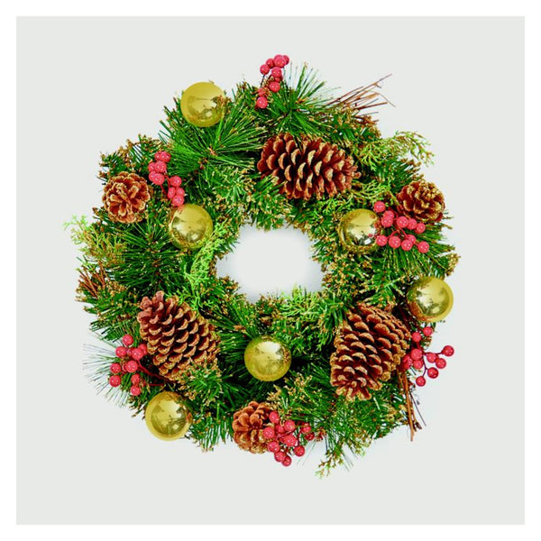 Premier 40cm gold dressed Christmas wreath