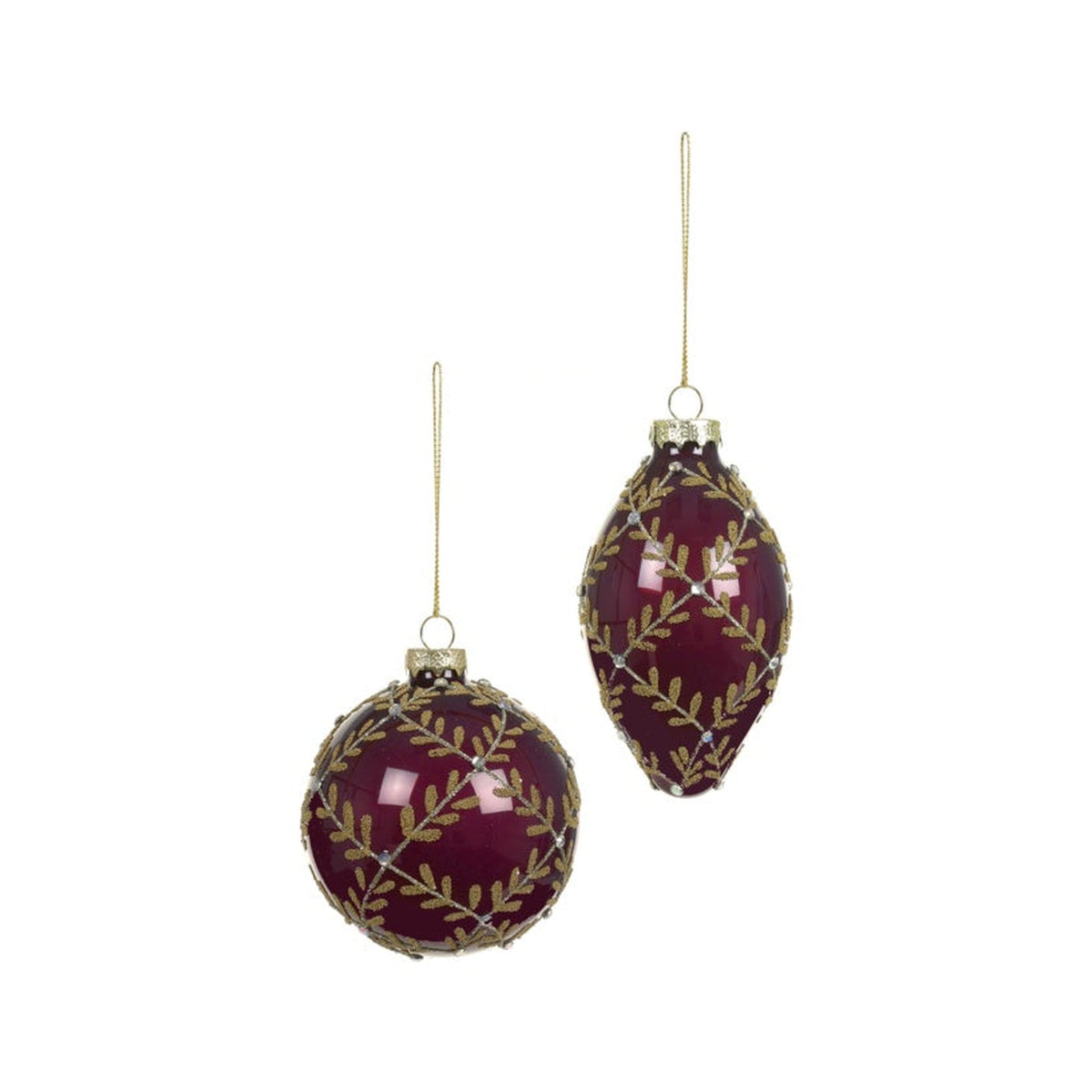 Premier shiny opal plum glass bauble with gold branch