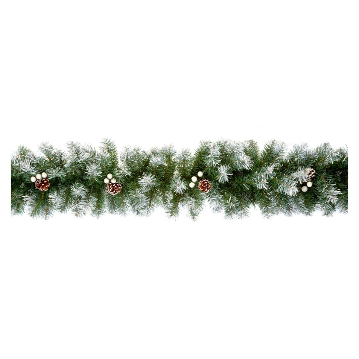 Premier snow tips garland with berries and cones, 2.7m