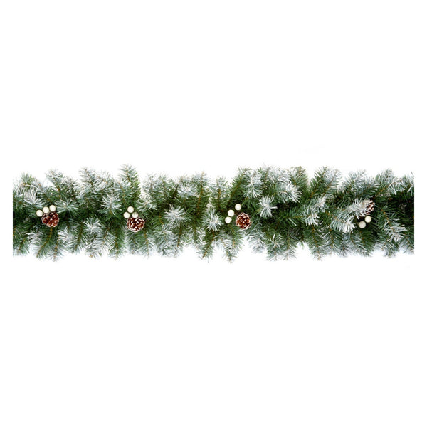 Premier snow tips garland with berries and cones, 2.7m