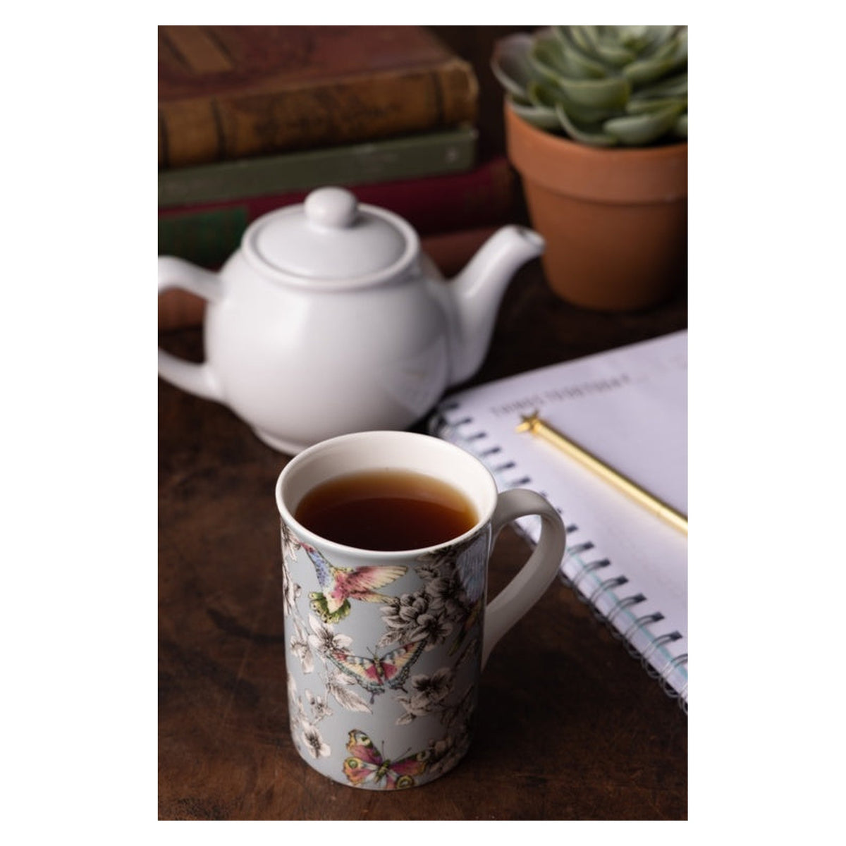 Price & Kensington Hummingbird Floral duckegg blue mug 300ml, view 2