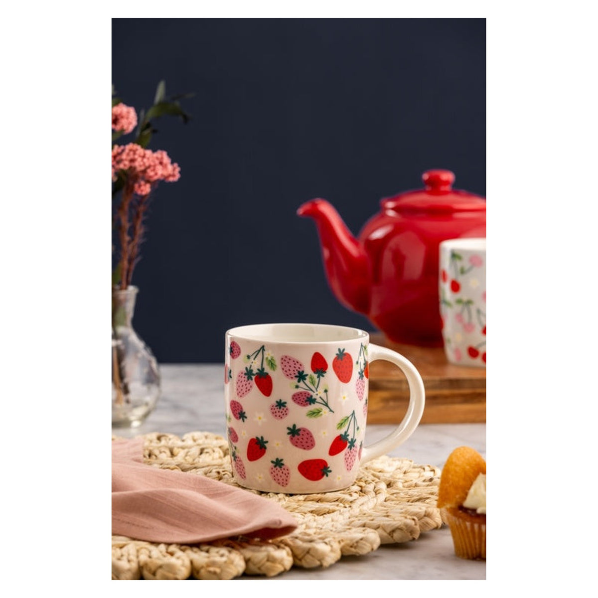 Price & Kensington Strawberries fine china mug, 340ml