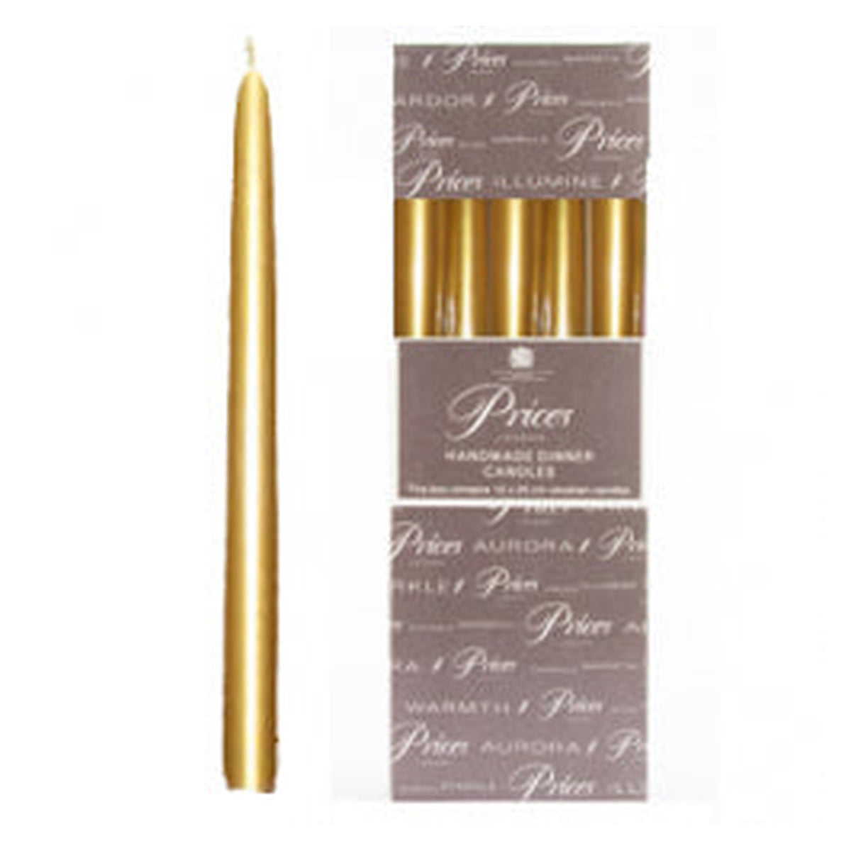 Pack of 50 Price's Candles gold tapered dinner candles