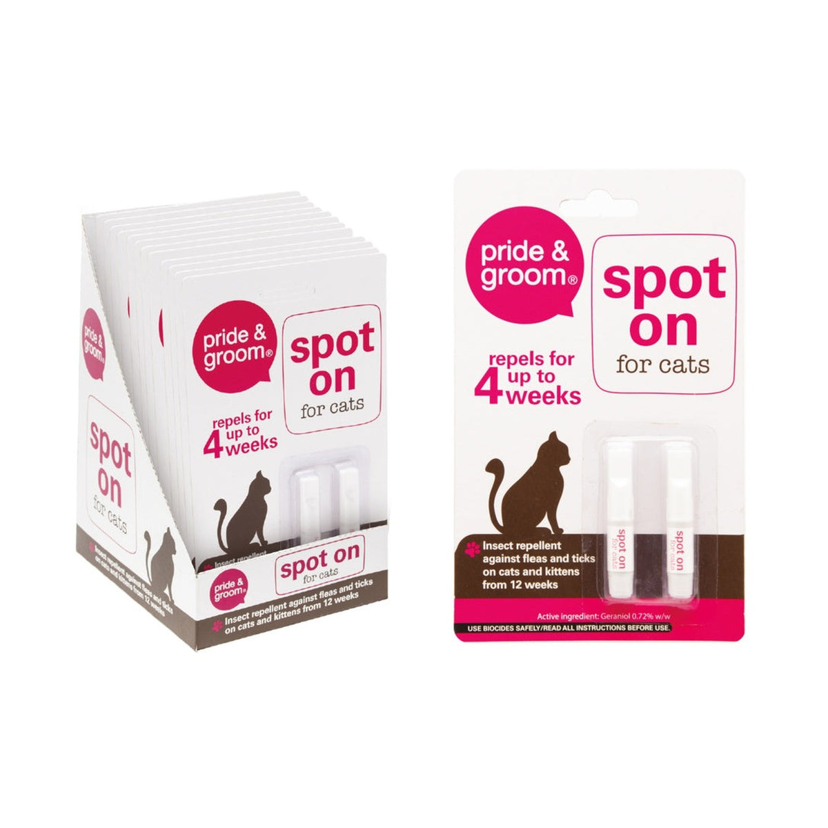 Pride & Groom Spot On flea and tick repellent for cats