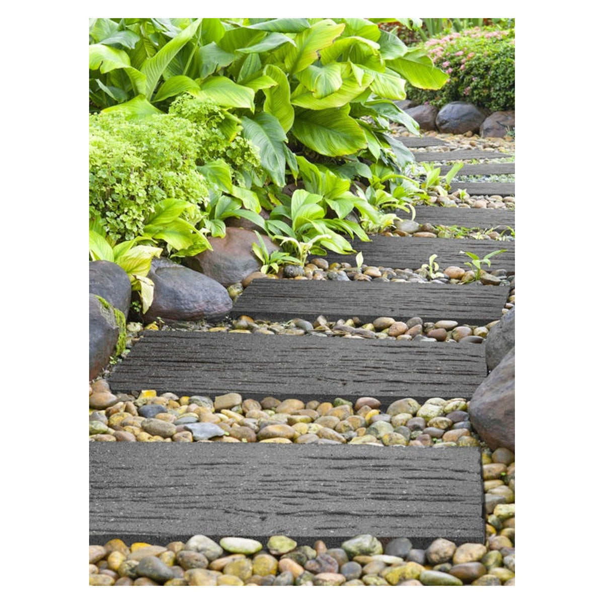 Primeur grey recycled rubber railroad tie stepping stone, view 4
