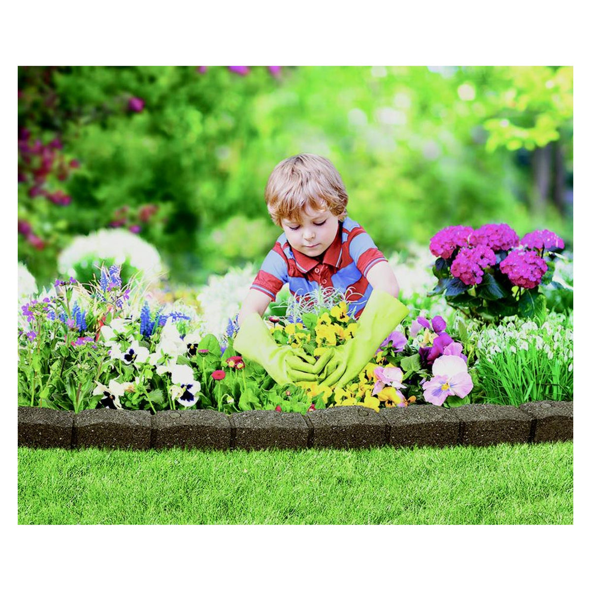 Primeur Roman Stone recycled rubber border in Earth 120cm, view 3