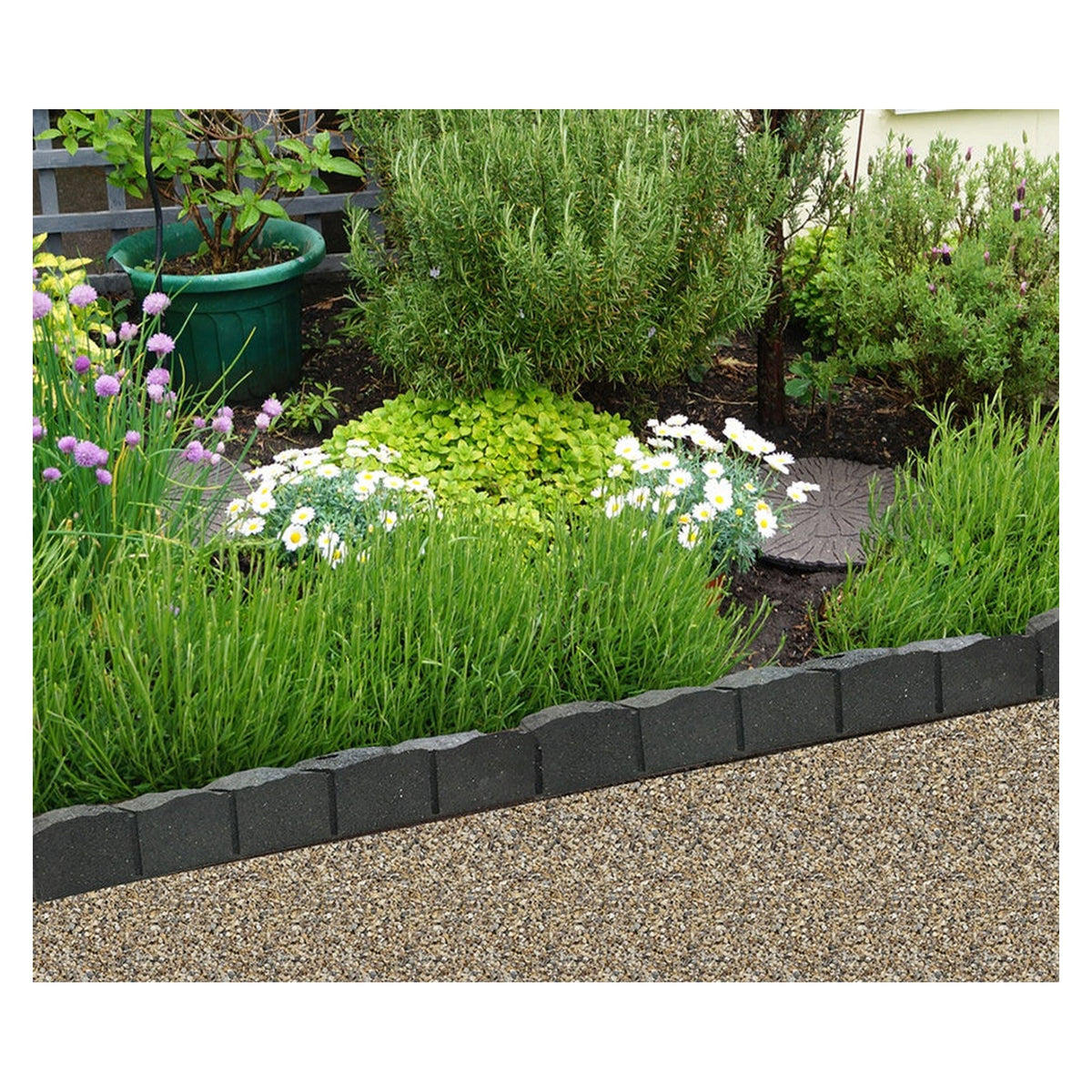 Primeur Roman Stone recycled rubber border in Grey 120cm, view 4