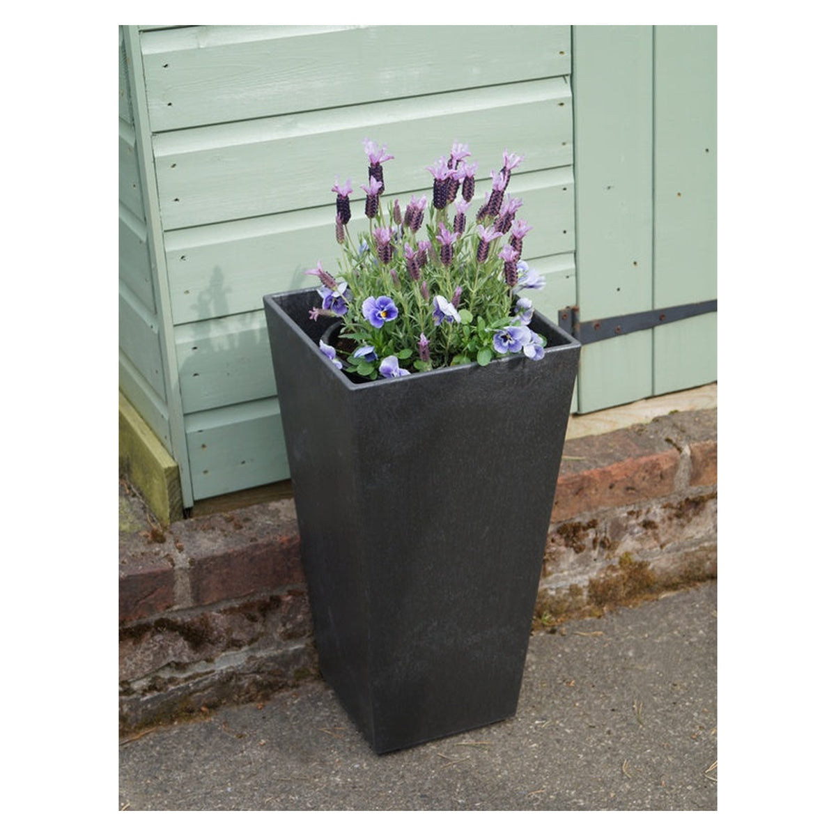 Primeur Sonata 50cm slate self-watering recycled rubber planter, view 2