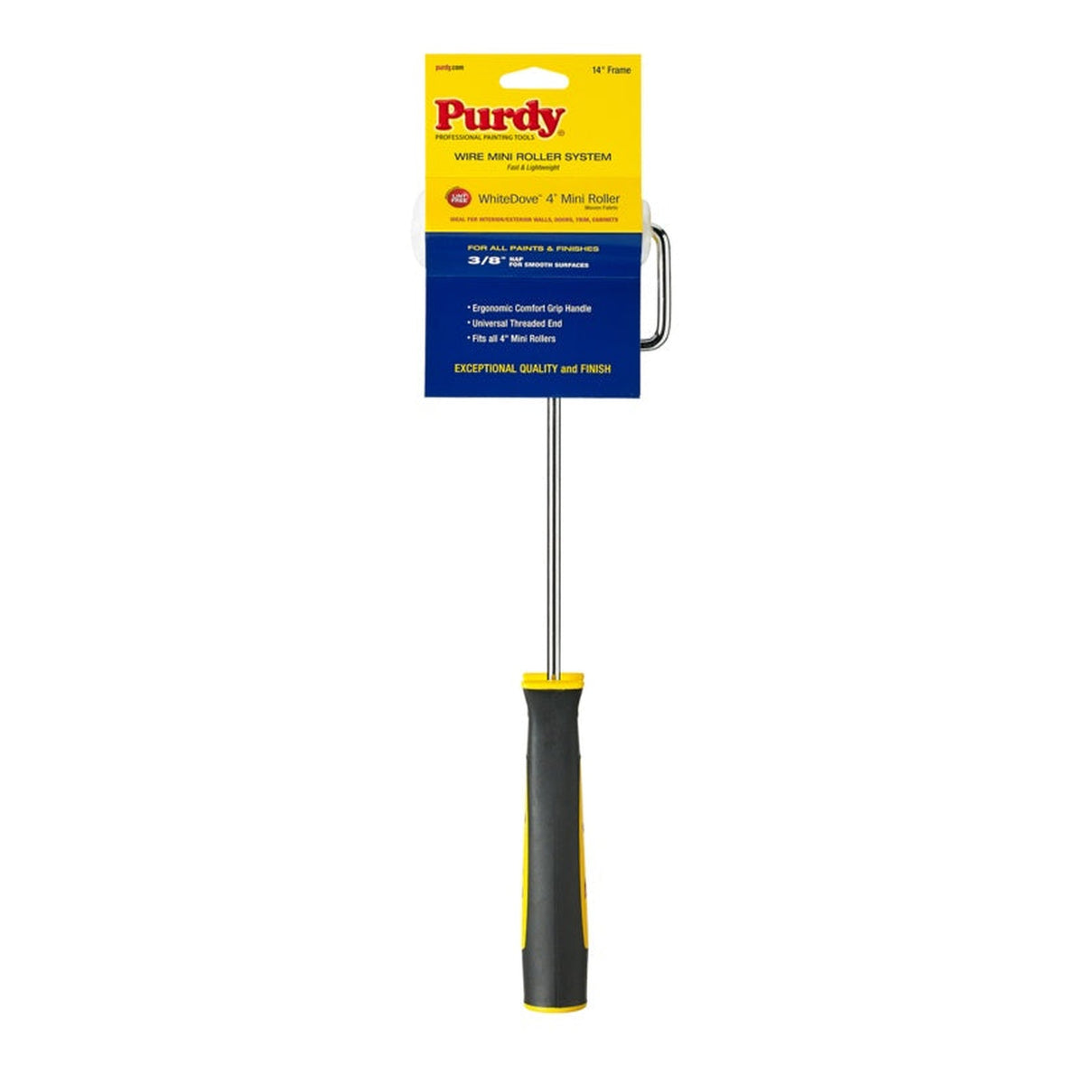 Purdy 4 inch mini roller system with frame and White Dove sleeve