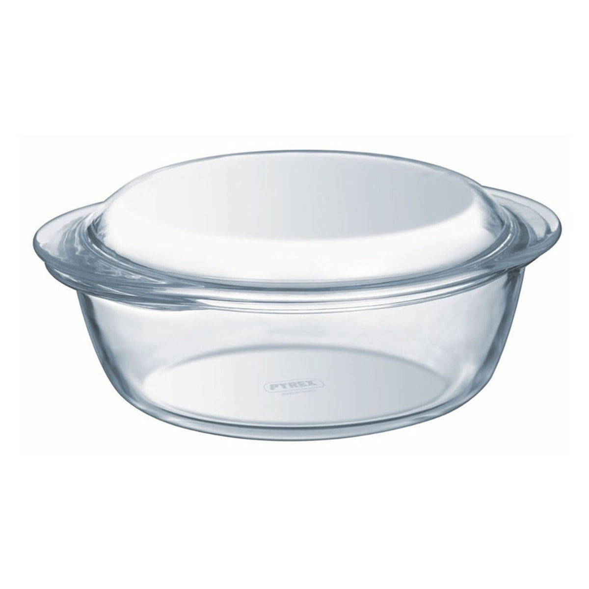 Pyrex Essentials 1.3L round glass casserole with lid, view 2