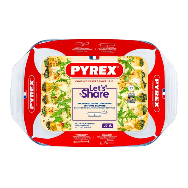 Pyrex rectangular glass roaster, 39 x 25 x 7cm